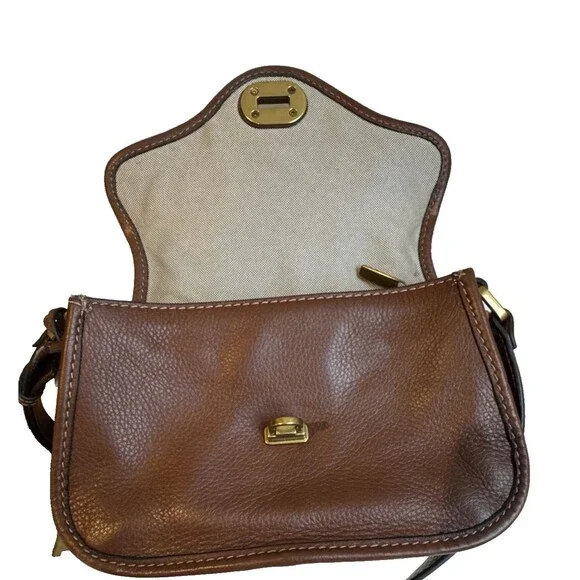 Fossil Heritage Mini Flap Crossbody Bag Brown Leather  EUC - Picture 16 of 16